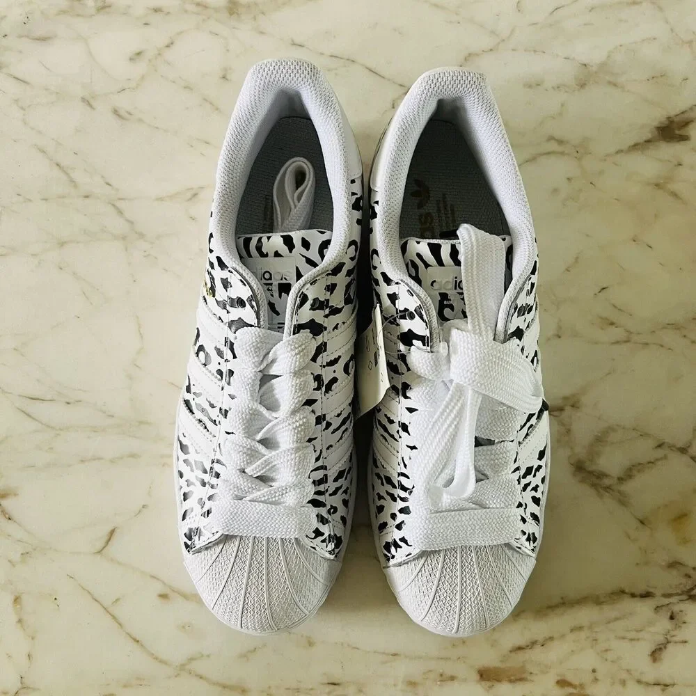 ADIDAS Originals Superstar Cheetah Print Sneakers Cloud White / Core Black- US 8